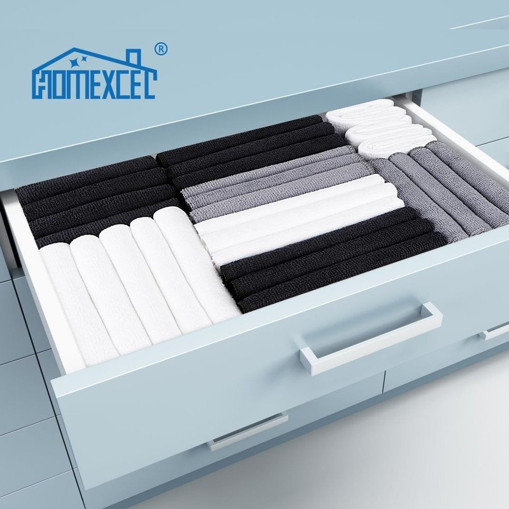 Eco-Friendly Grey Microfiber Towels, 12 Pack - Scratch-Free & Machine Washable