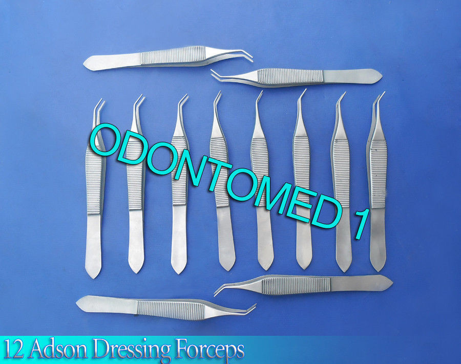 12 Adson Dressing Forceps Angled Surgical Instrumens