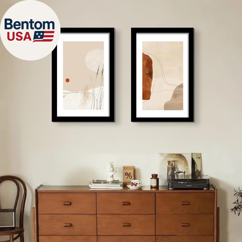 24X36 Poster Frame in Black Solid Wood with Plexiglass 2 Pack