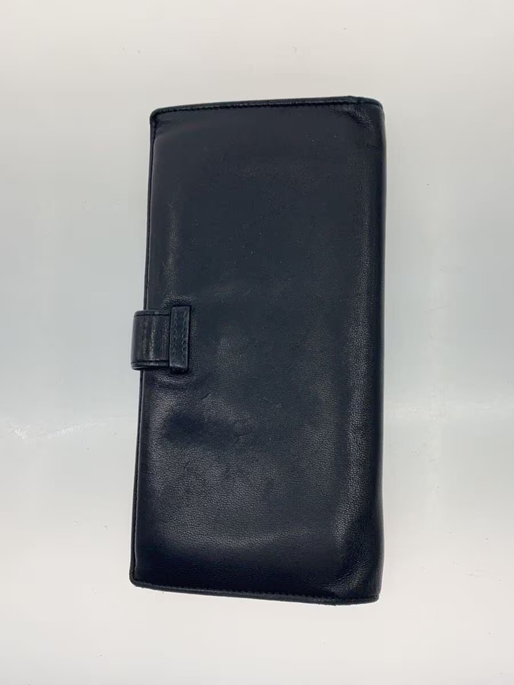 LOEWE Long Wallet Leather Black Plain Men's