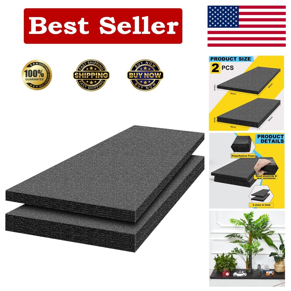 2-Pack Packing Foam Sheets - 54X16X2 Customizable Polyethylene Insert Pads