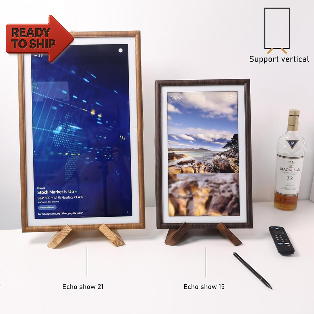 Solid Wood Tablet Computer Stands Compatible for Echo Show 15,Echo Show 21,Supp