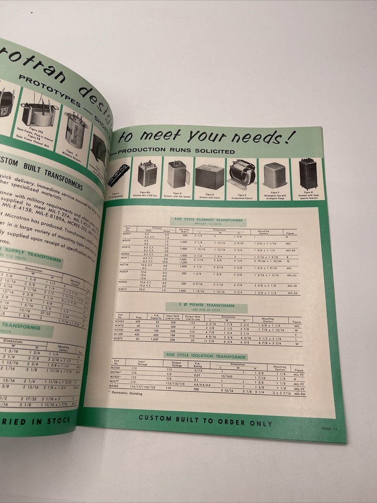 1960 Microtran Miniaturized Transformers Brochure Catalog