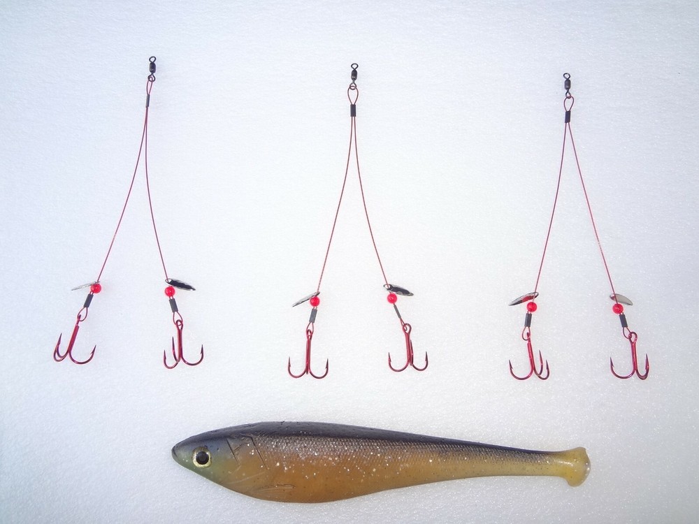 (3 PACK) WIRE - ICE FISHING QUICK STRIKE RIG - SUPERBLEED SPINNER - SELECT SIZE