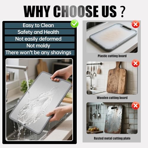Titanium Cutting Board - 5mm Thick with Edge Protection, Non-Deforming &