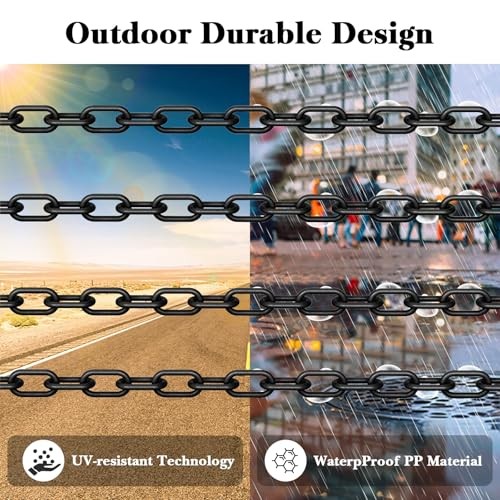 Plastic Chain, 200Ft Plastic Chains Links, Large Plastic 200Ft-1Piece Black