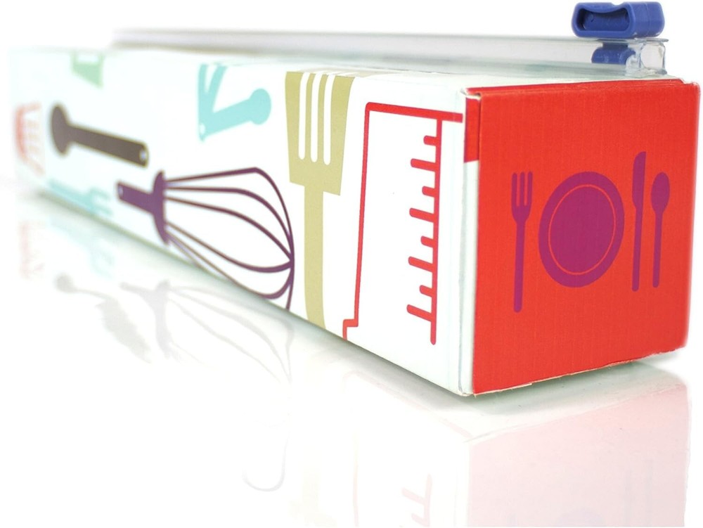 Efficient Kitchen Tool: Refillable Plastic Wrap Dispenser with Stability Feet