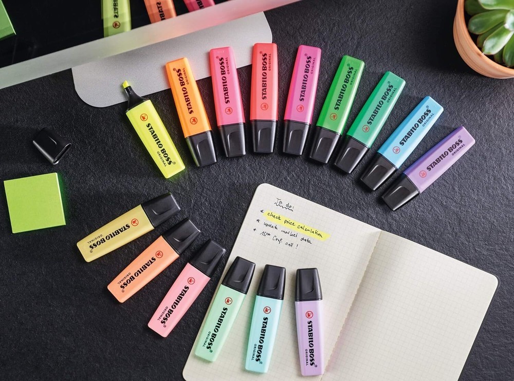 STABILO Highlighter BOSS ORIGINAL - Wallet of 8 8 Count (Pack 1), Assorted