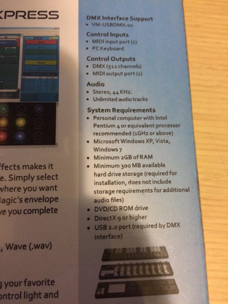 VenueMagic Express Software VMEX21-SO (1 Universe) DMX Lighting Audio MIDI