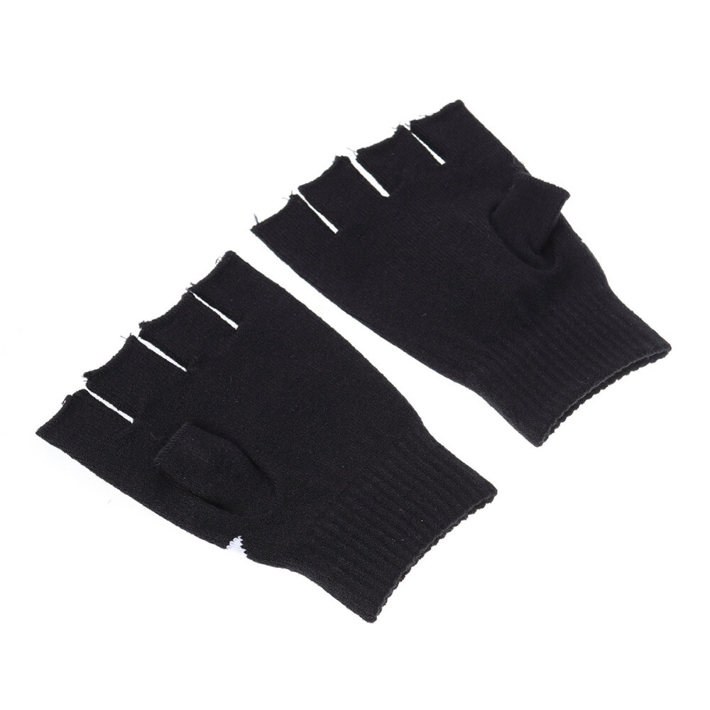 Finger Skeleton Pattern Knit Gloves Skull Bone Gloves Elastic Half Finger Glove