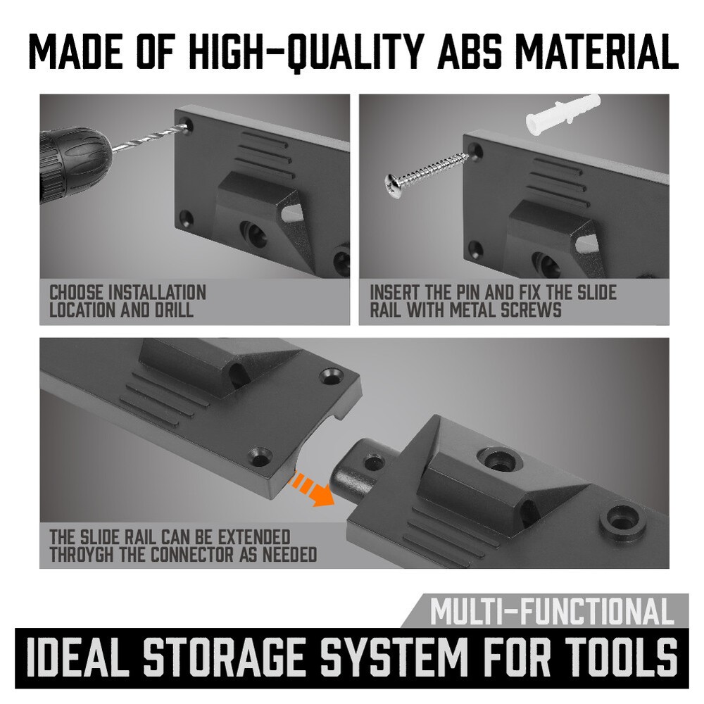 64" Adjustable Storage System Wall Mount Tool Organizer Hangers Shovels Brooms