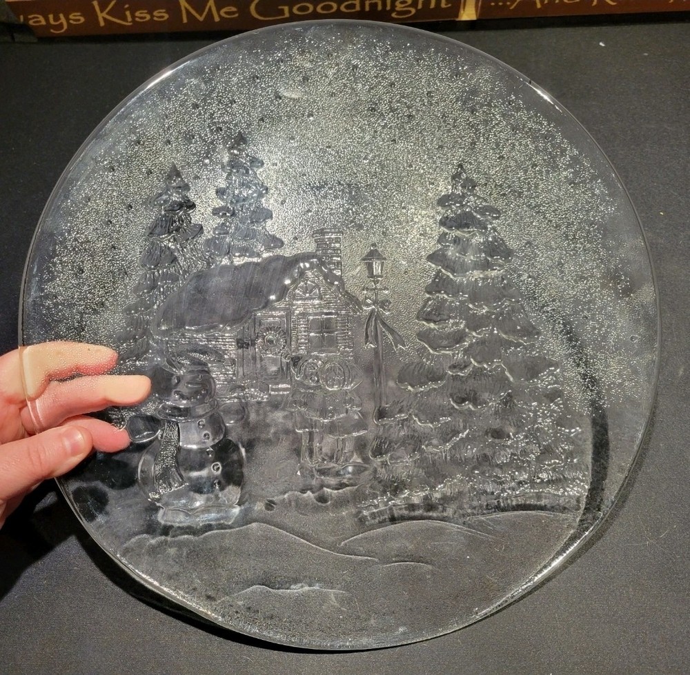 3 Large Clear Christmas Platters