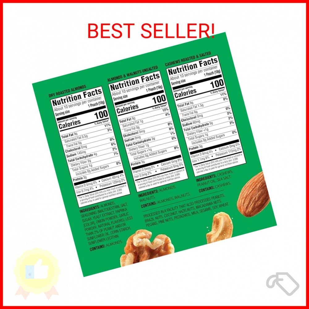 Emerald Nuts Mixed Nuts Variety Pack 18ct (1-Pack) , 100-Calorie Individual Pack