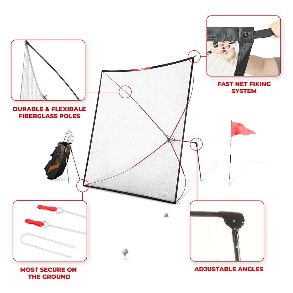 Backyard Golf Practice Net Portable 10' x 10' Hitting Cage for Indoor Use