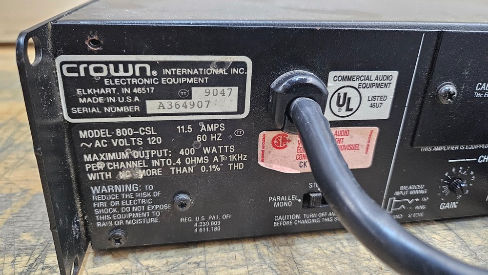 Crown 800 CSL Professional Audio Amplifier