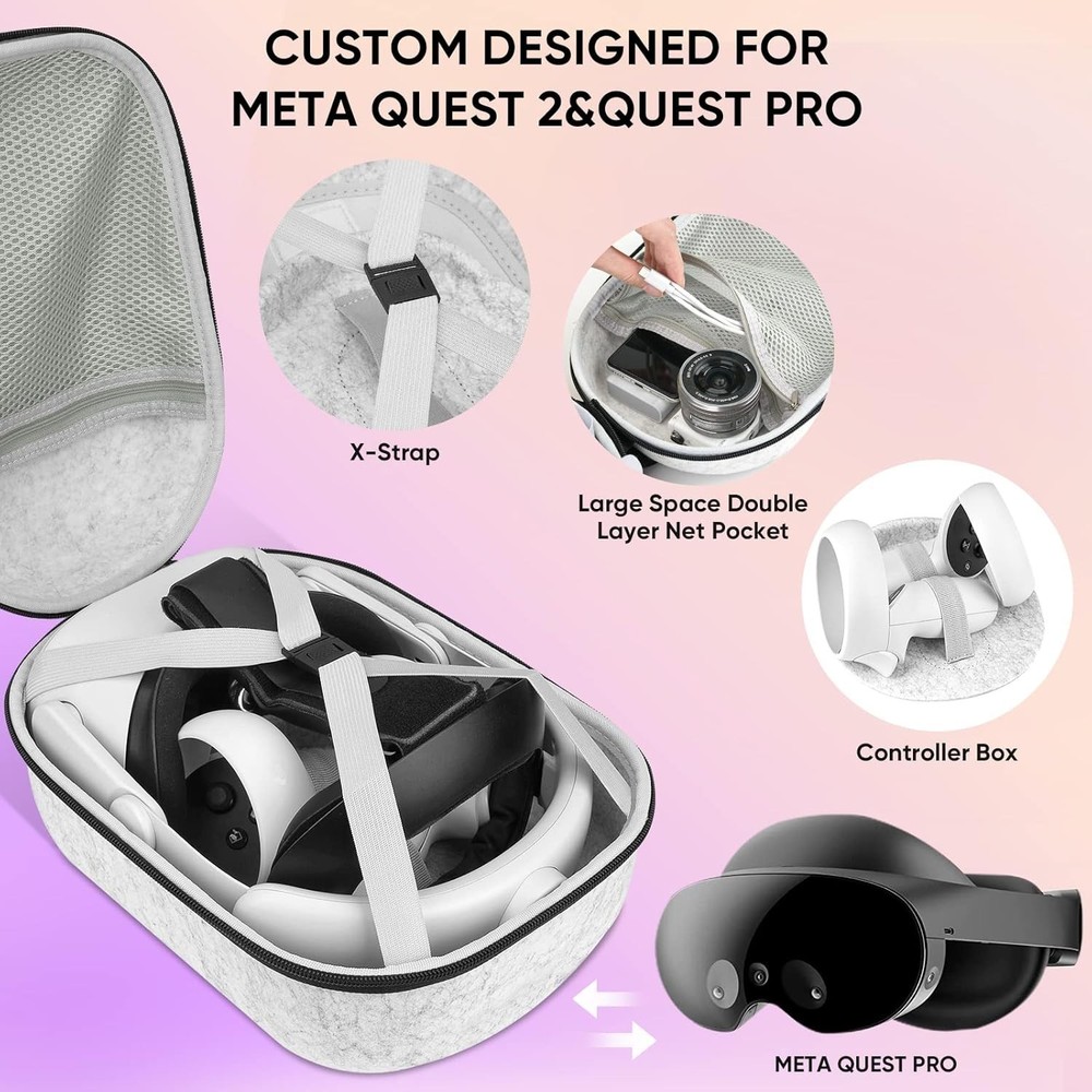 Eco-Friendly Hard Case for Oculus Quest & PS VR2 with Removable Zipper Design