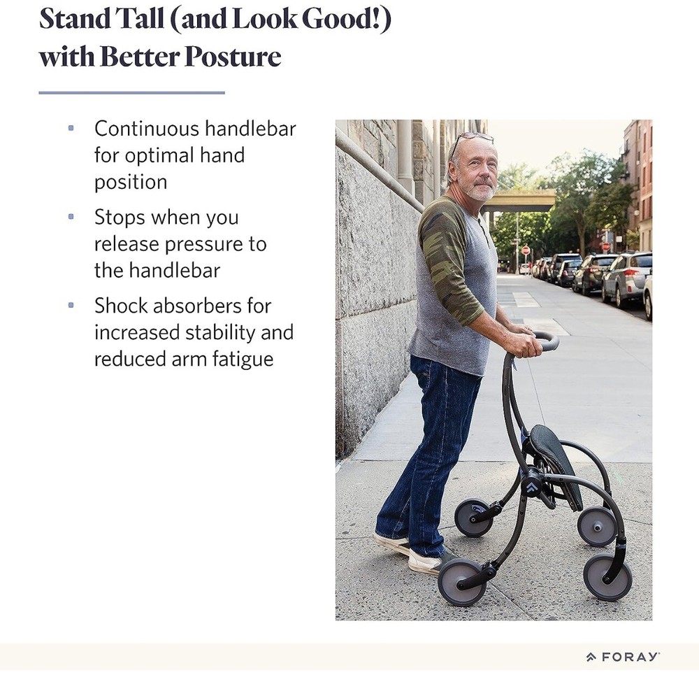 Foray Spring Rollator Easy Storage Unique Design Elderly Assist Walker