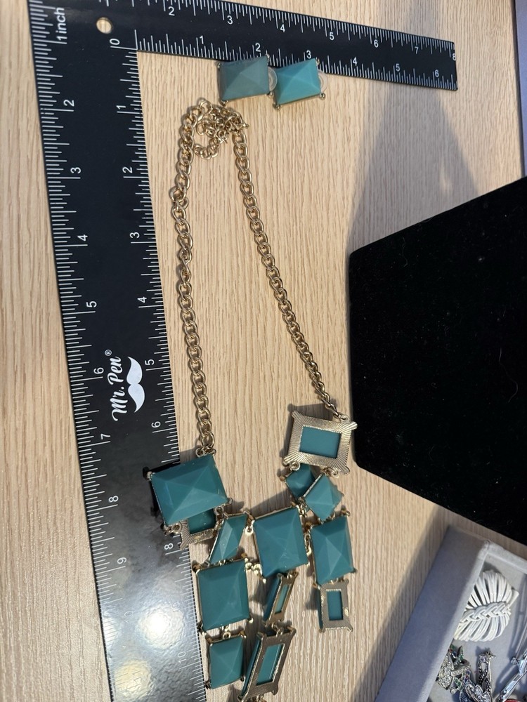 Blue Statement Necklace With Matching Earrings