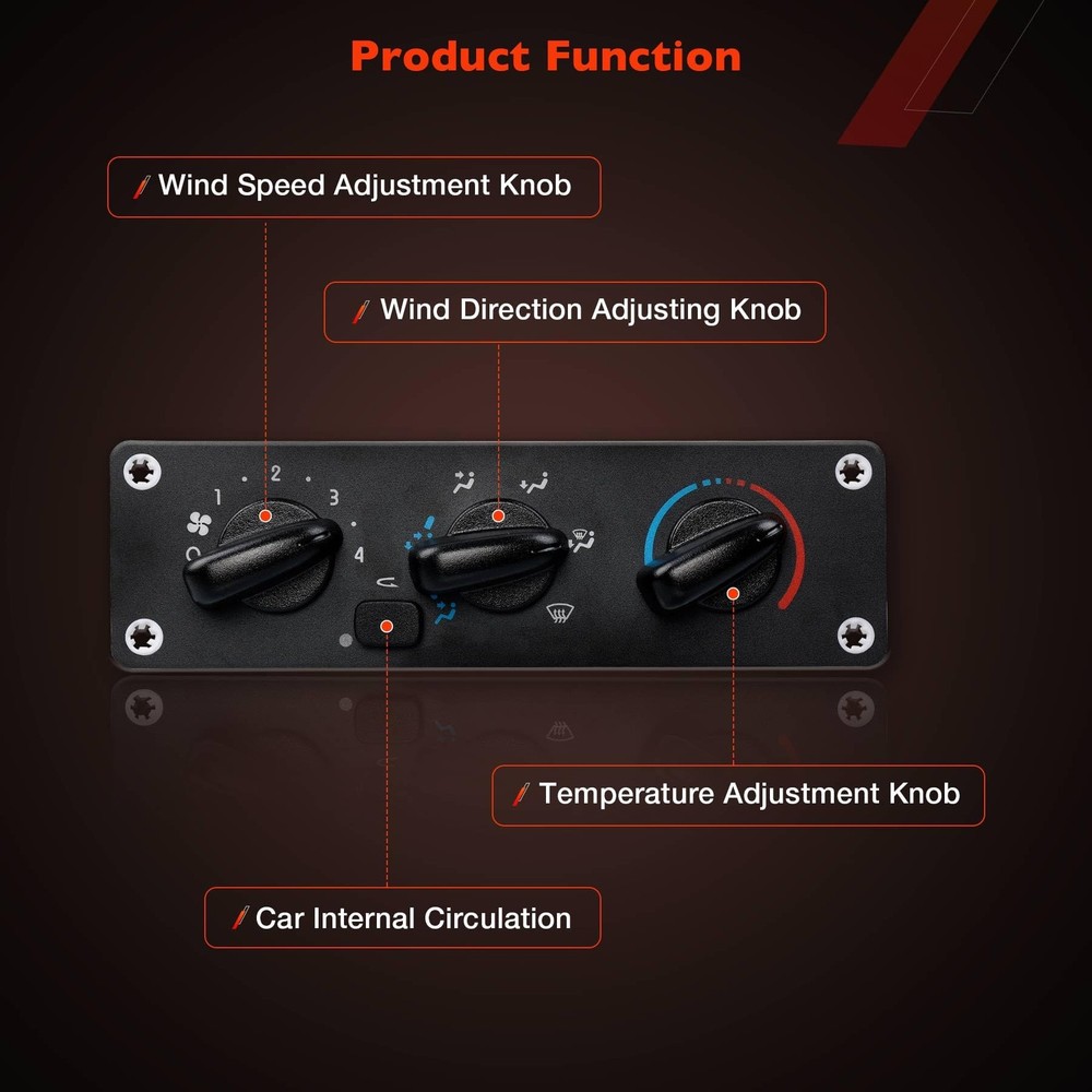 599-008 Front Climate Control Module A/C Heater Air Conditioning Panel, Black