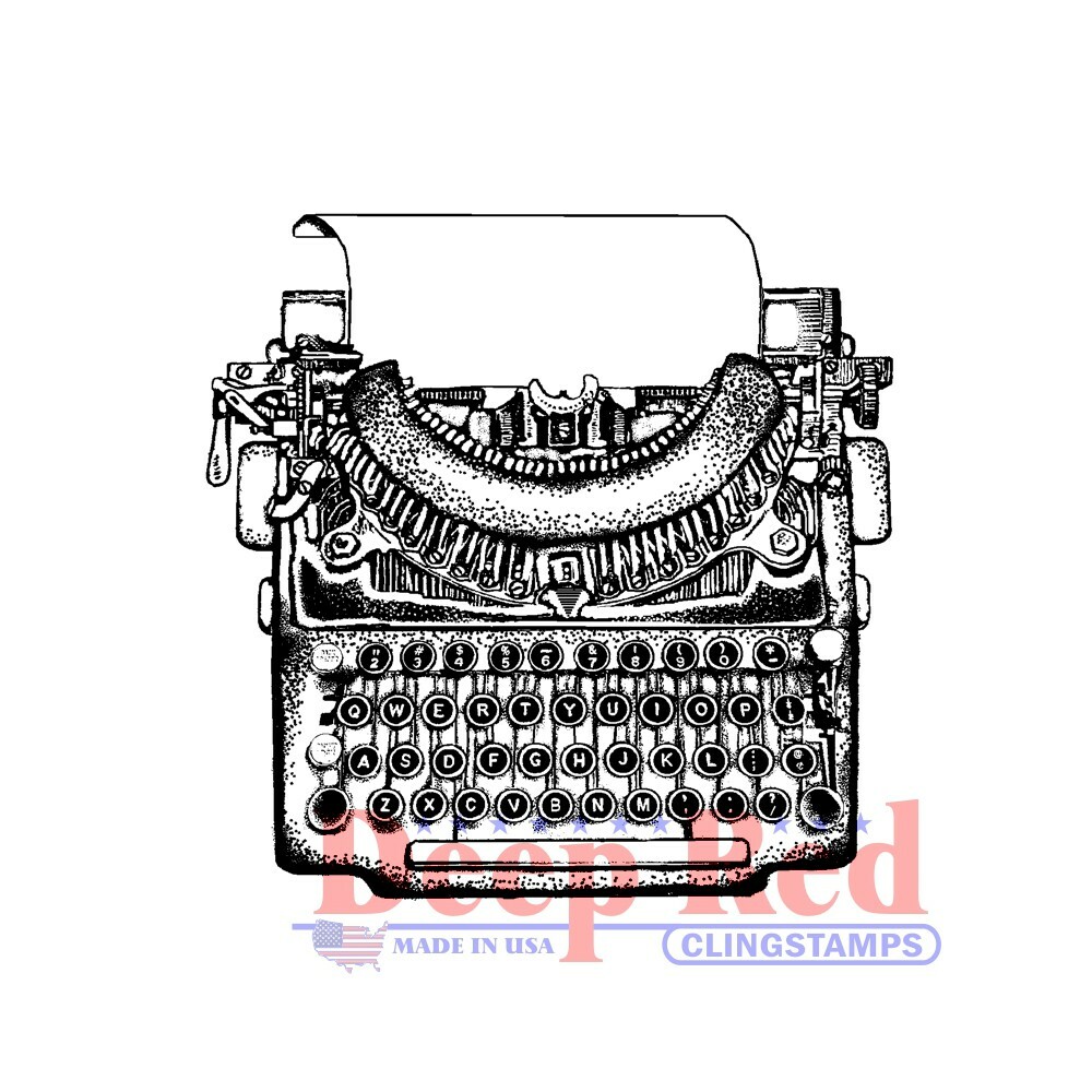 Deep Red Stamps Manual Typewriter Rubber Cling Stamp
