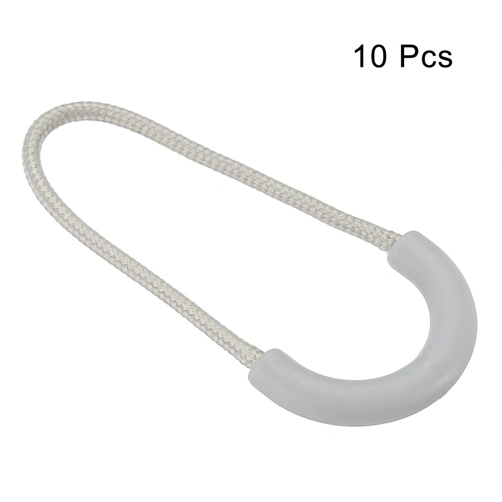 Zipper Pulls Extension Handle Cord, 10 Pack Plastic U-Shape Extender, Grey
