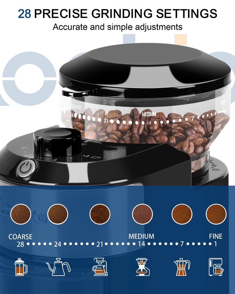 Burr Coffee Grinder Electric - Adjustable Burr Grinder with 28 Precise Grind Set