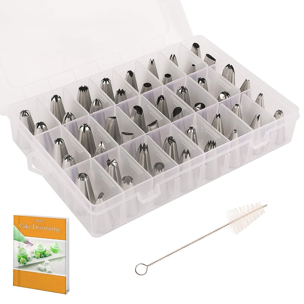 48-Piece Numbered Piping Tips, Cookie Icing Tips, Cookie Decorating Kit, Cake...