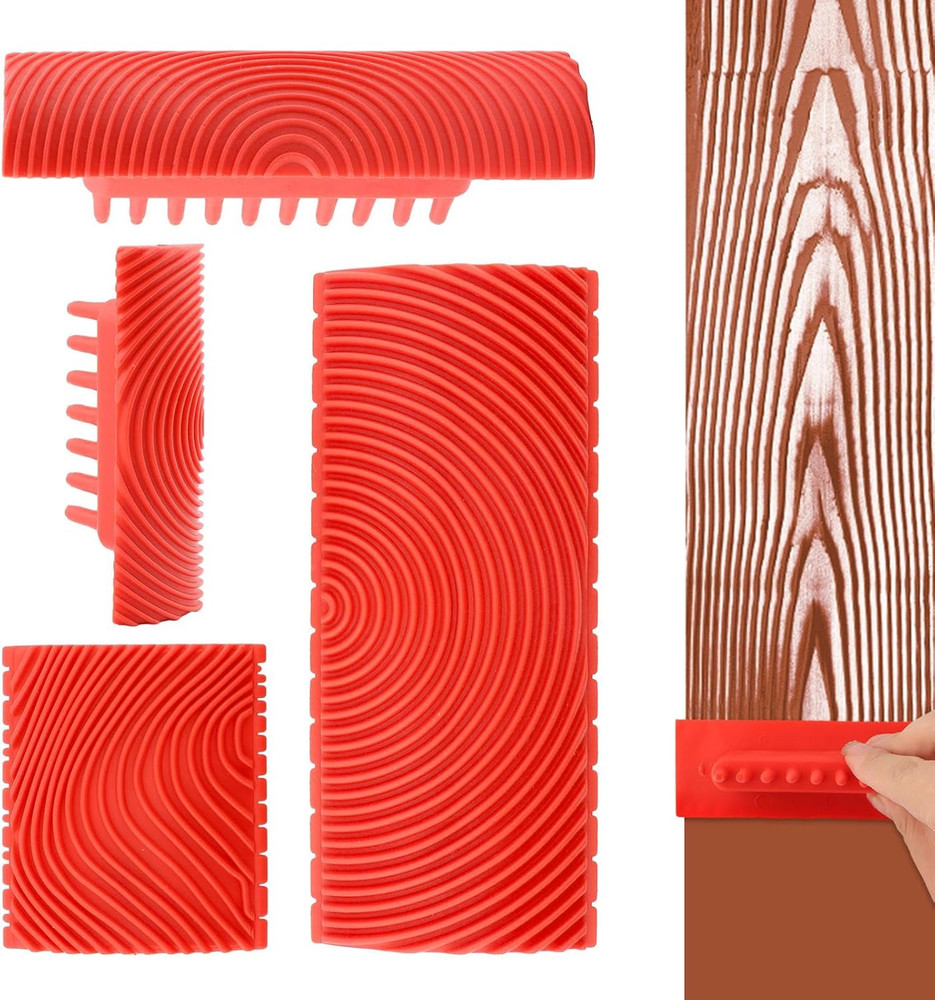 Wood Graining Tool Set - Natural Woodgrain Maker,Textured Paint Roller Soft Rubb