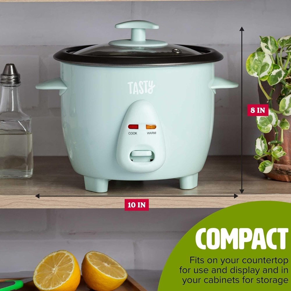 Mini Rice Cooker with Removable Nonstick Bowl and Auto Keep Warm Function, Gr...
