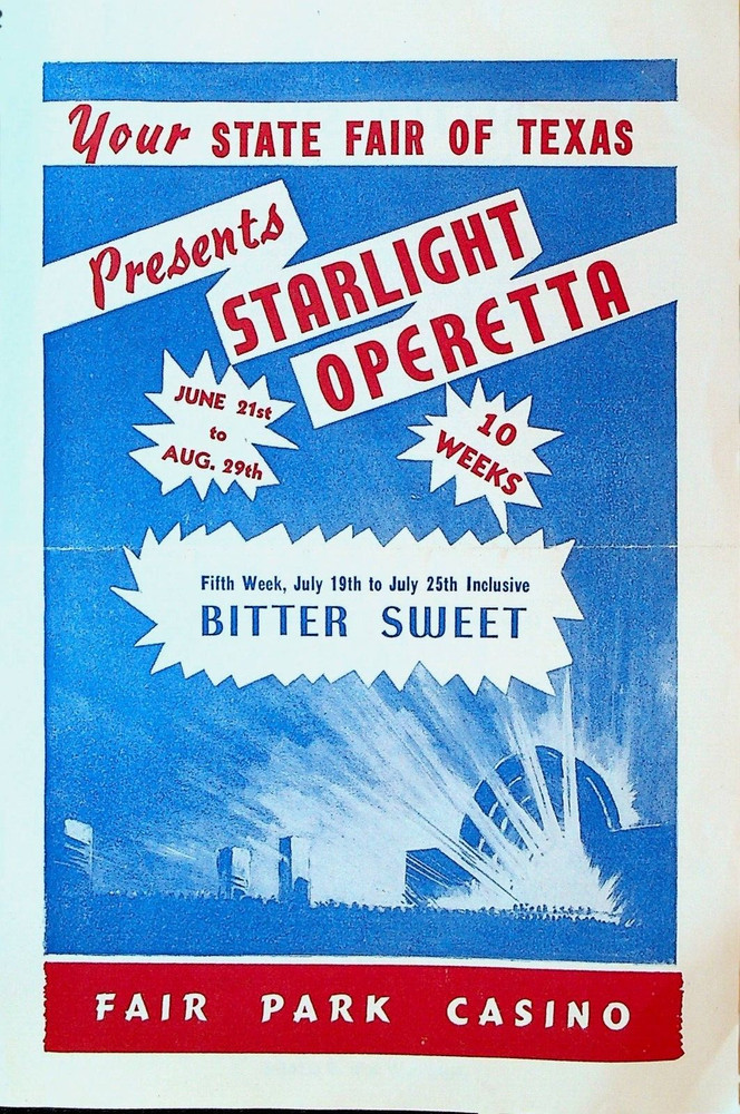 Bitter Sweet Starlight Operetta Texas State Fair Program 1943 Opera