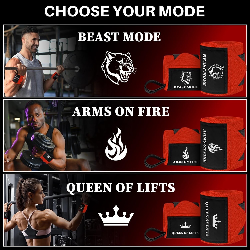 HeavyDuty Weightlifting Wrist Wraps with Thumb Loop for Powerlifting & Training