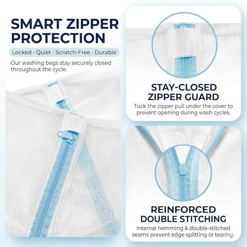 6 Pack Mesh Laundry Bags for Delicates with Auto-Lock Zipper, Durable Fine