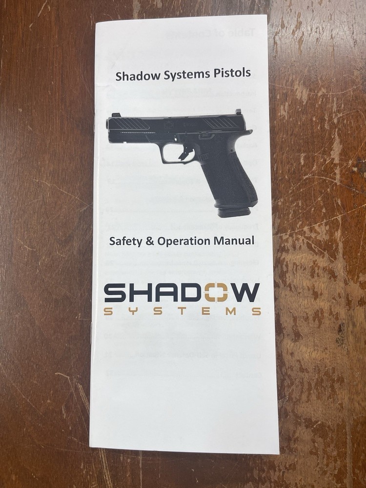 Factory Original Shadow Systems Pistols Safety & Operation Manual / All Models