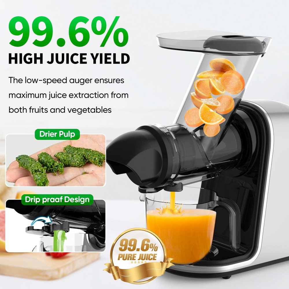 Cold Press Juicer Machines,Slow Masticating Juicer Extractor Soft/hard Mode, 3.6