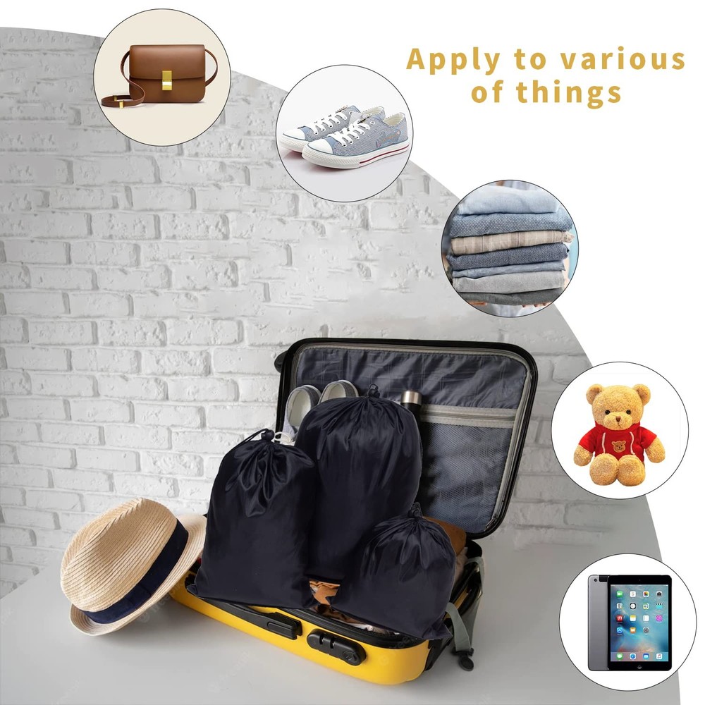 Jarler 15packs Drawstring Bag String with Toggle - 15Pcs Multi Size, Black