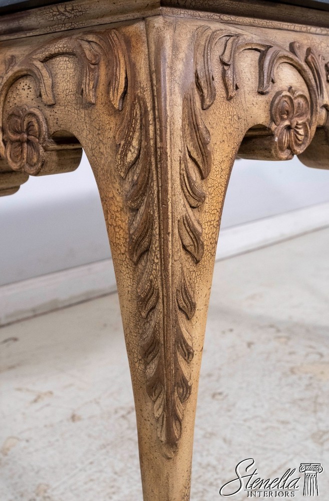 L69937: MAITLAND SMITH Marble Top Distressed Painted Console Table