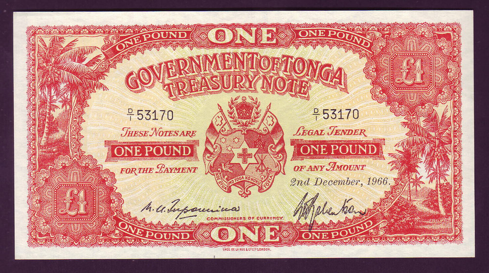 TONGA P-11e. 2nd Dec 1966 - One Pound..  aU-UNC
