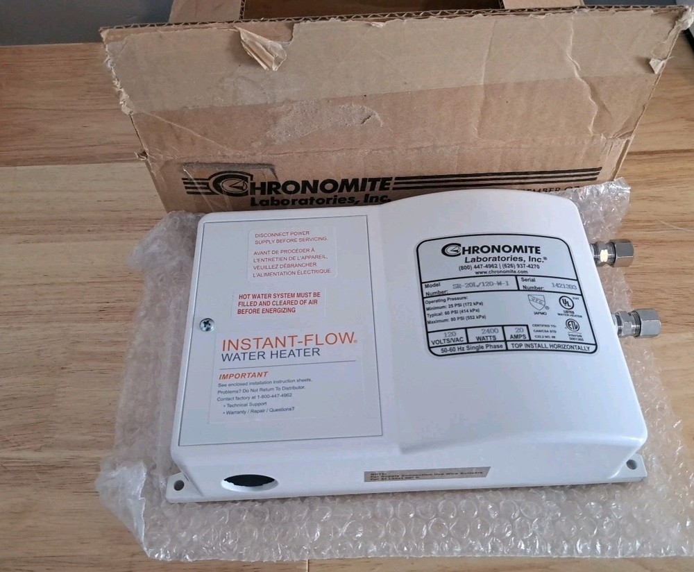 Chronomite SR-20L/120 120-W-I Electric Tankless Water Heater 120V 25 Psi Minimu