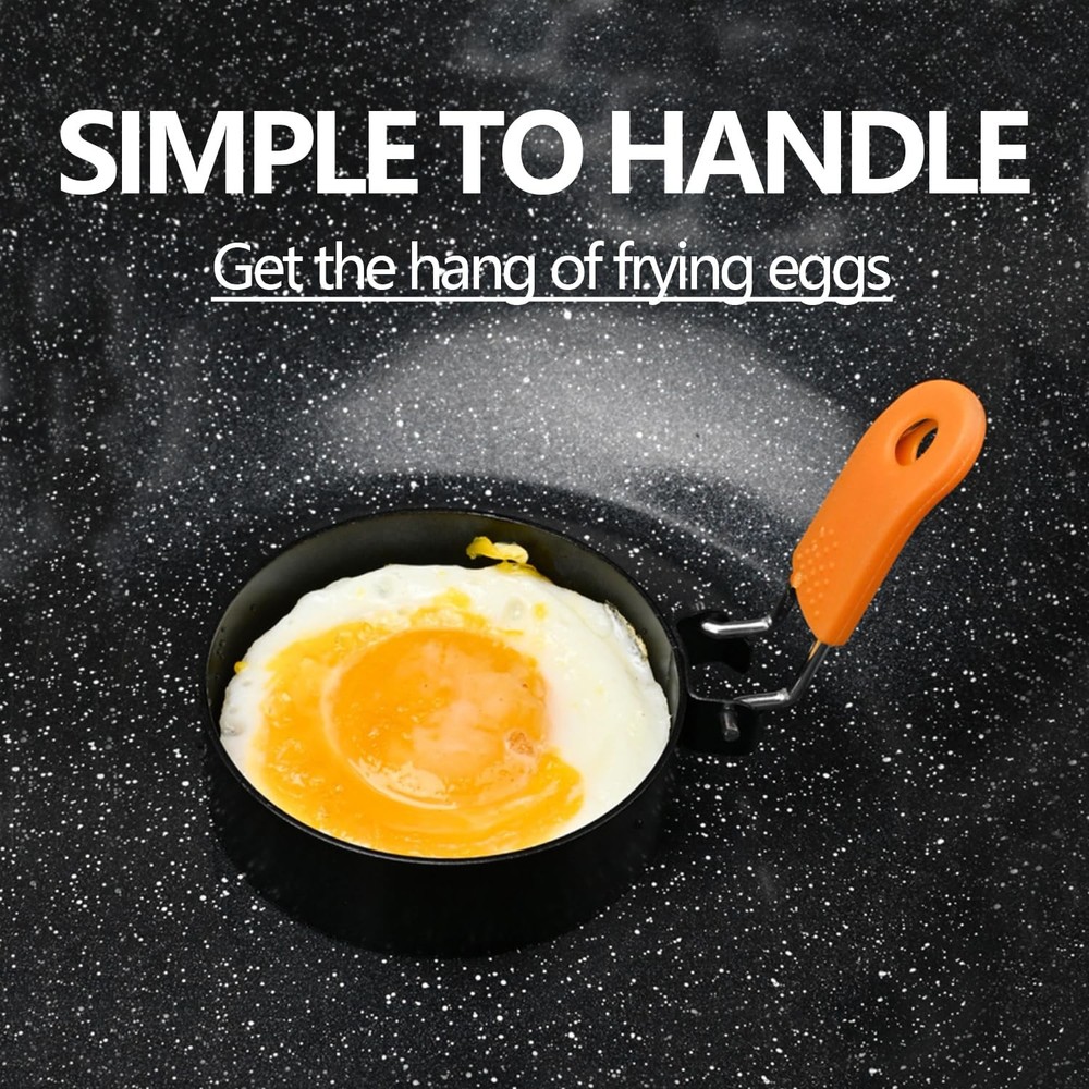 4 Pack 3.5 Inch Egg Rings Silicone Handle Nonstick Fried Egg Pancake Mold