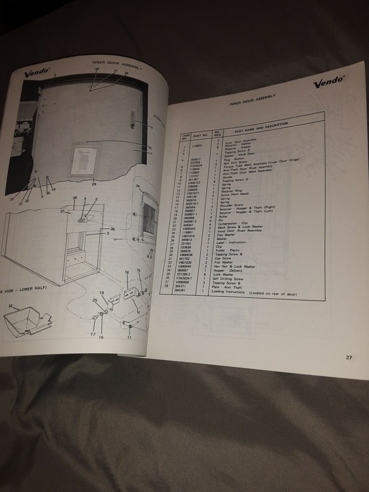 1971 Vendo Dairy Mart Vender Parts Catalog