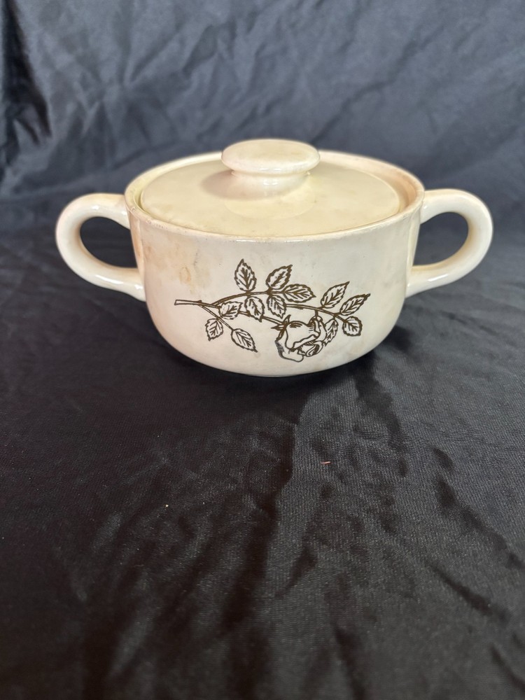 Vintage SCIO pottery dinnerware "Golden Rose" pattern, 39 piece set