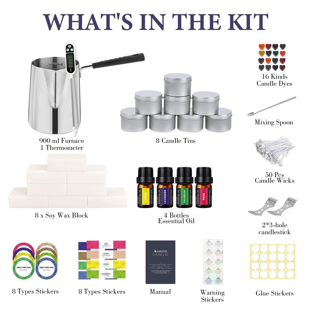 Candle Making Kit, Complete Candle Making Kit for Adults, DIY Starter Soy Can...