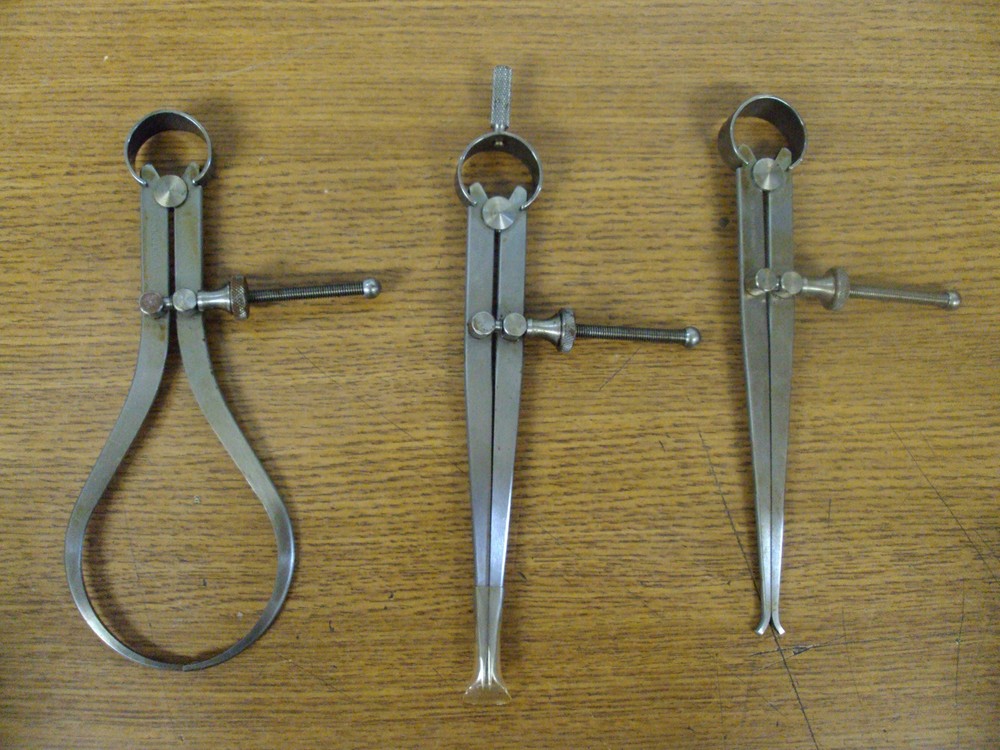 UNION TOOL CO BOX OF 3 TOOLS 6" SPRING DIVIDER INSIDE CALIPER OUTSIDE CALIPER