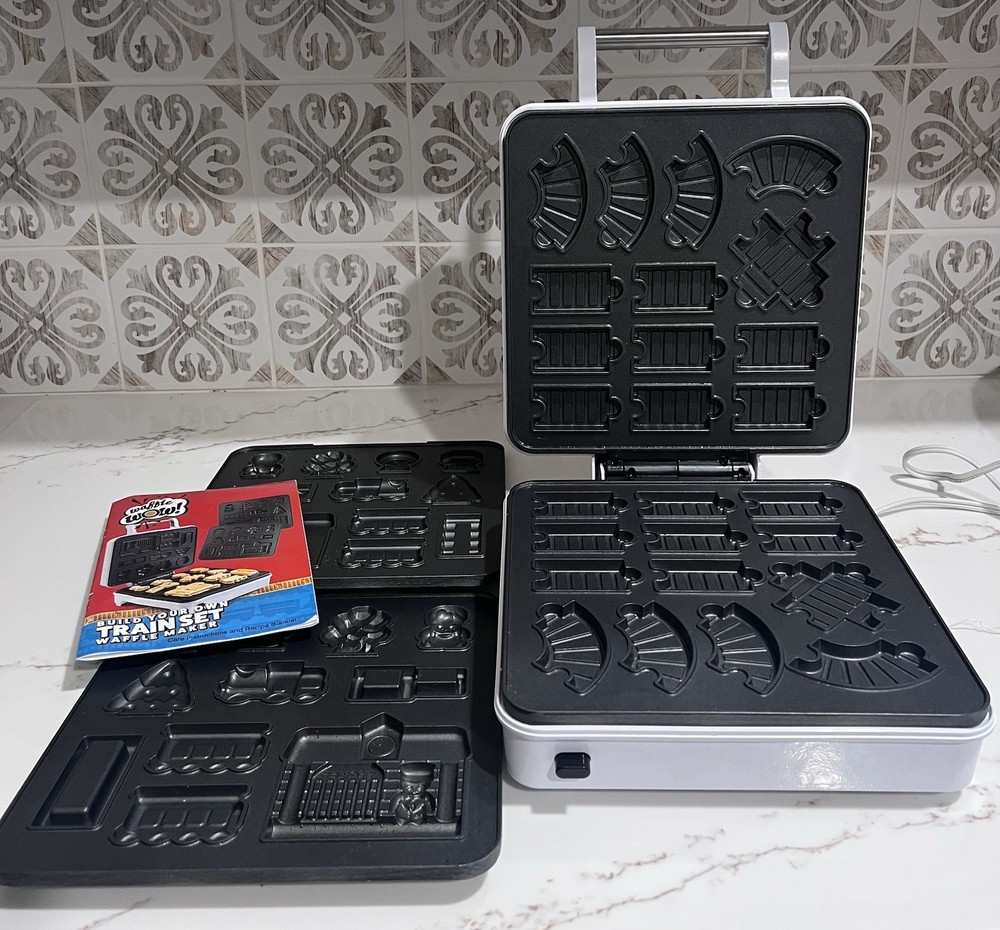 Cucina Pro Train Set Waffle Maker w/ 4 Removable Dishwasher Safe Plates