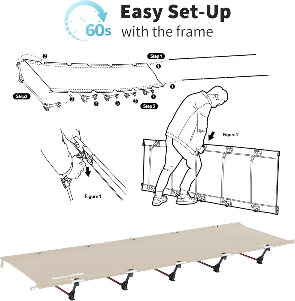 Greenwild Ultralight Camping Cot - Easy 60-Second Setup, Supports 330lbs