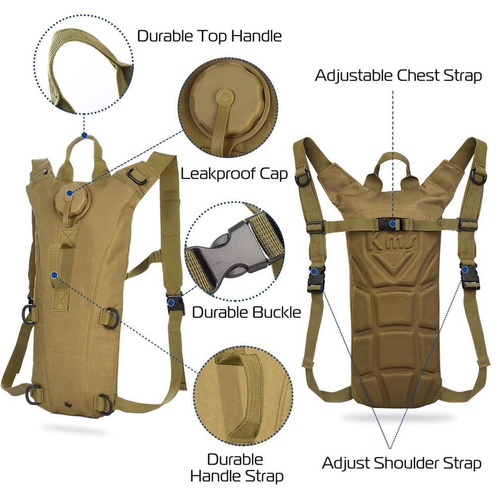 iMounTEK Tactical Hydration Pack 3L Water Bladder Adjustable Water Drink Backpac