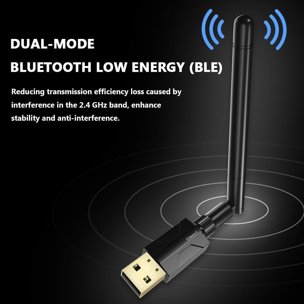 USB Bluetooth 5.1 Adapter - Long Range 300FT Wireless Dongle with 5dBi Antenna