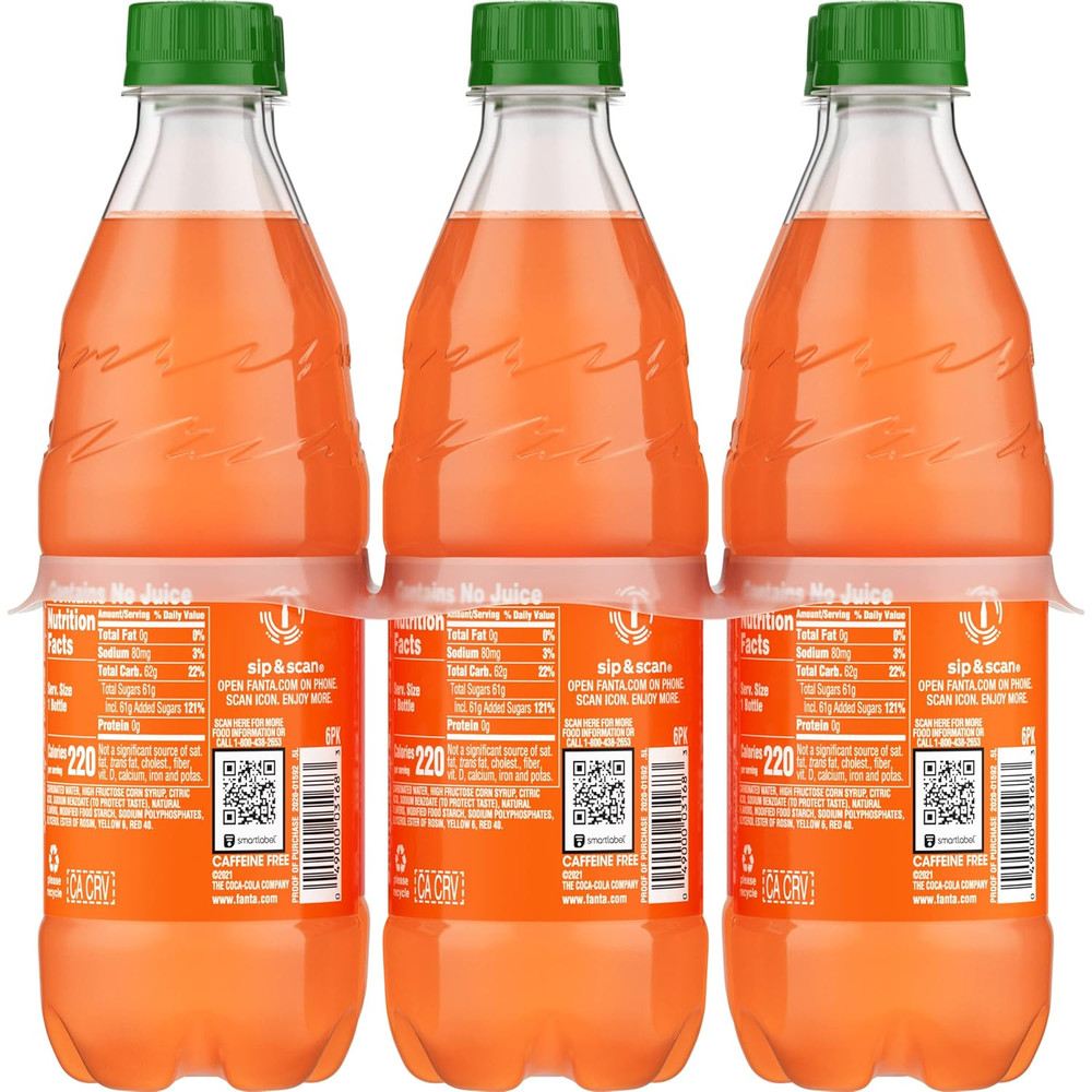 Orange, 16.9 Fl Oz, Pack of 6