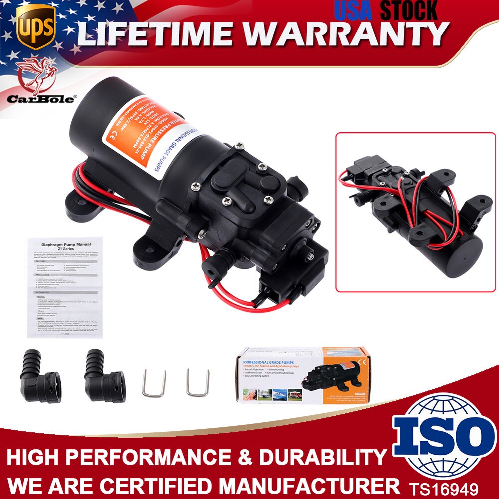 Water Pressure Diaphragm Pump 12V 4.3 L/min 1.2GPM 35 PSI for Caravan RV Boat US