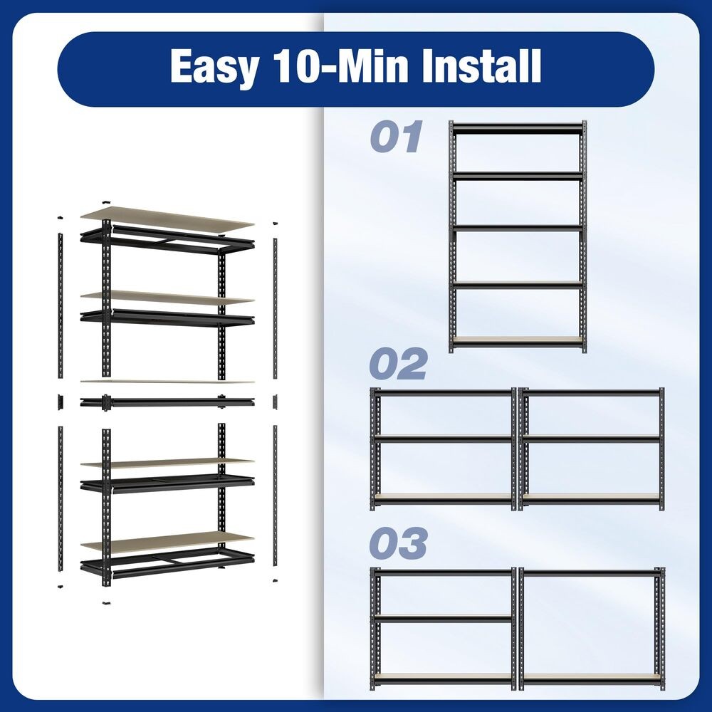 WORKPRO 5-Tier Storage Shelf 72" H Garage Shelving Unit Heavy Duty Adjustable